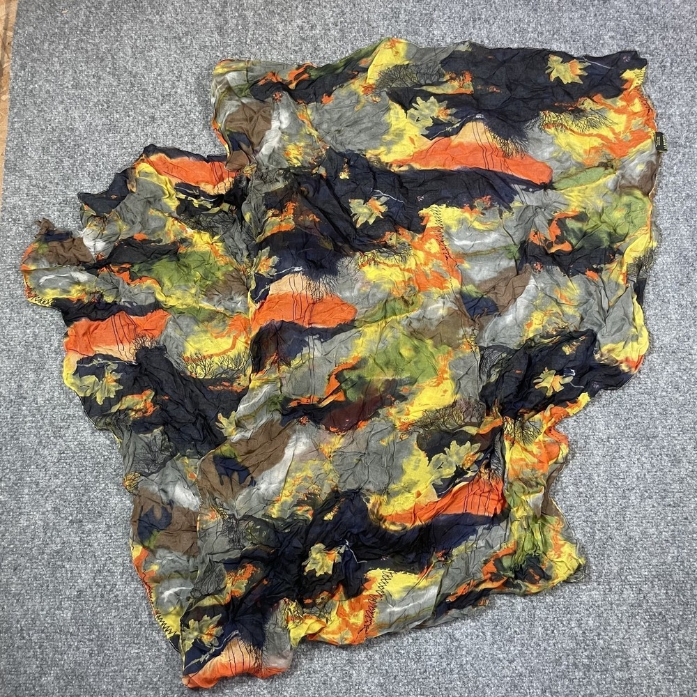 71"X27" Pure Silk Scarf Fall Colorful Trees Leaves Colorful Print Elevated Basic